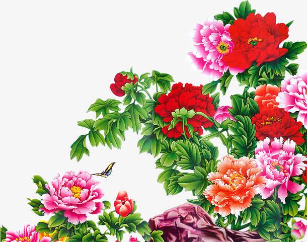 油画彩色牡丹图金秋高清素材 彩色 油画 .
